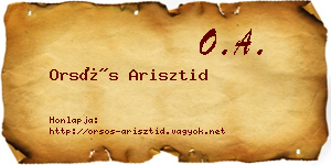 Orsós Arisztid névjegykártya